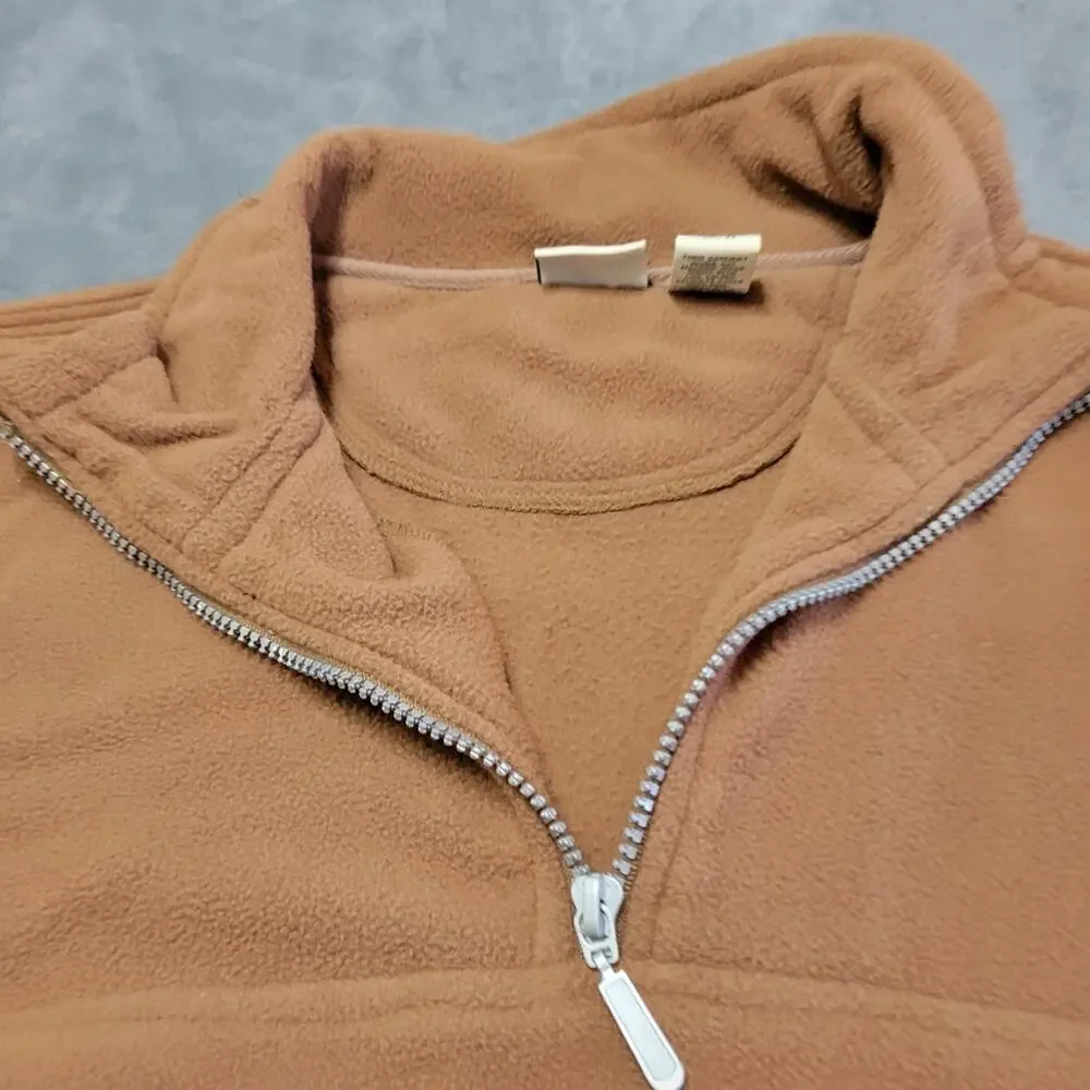 Falls Creek Quarter Zip Sweater Men Medium Brown Collared Polyester Sherpa Style